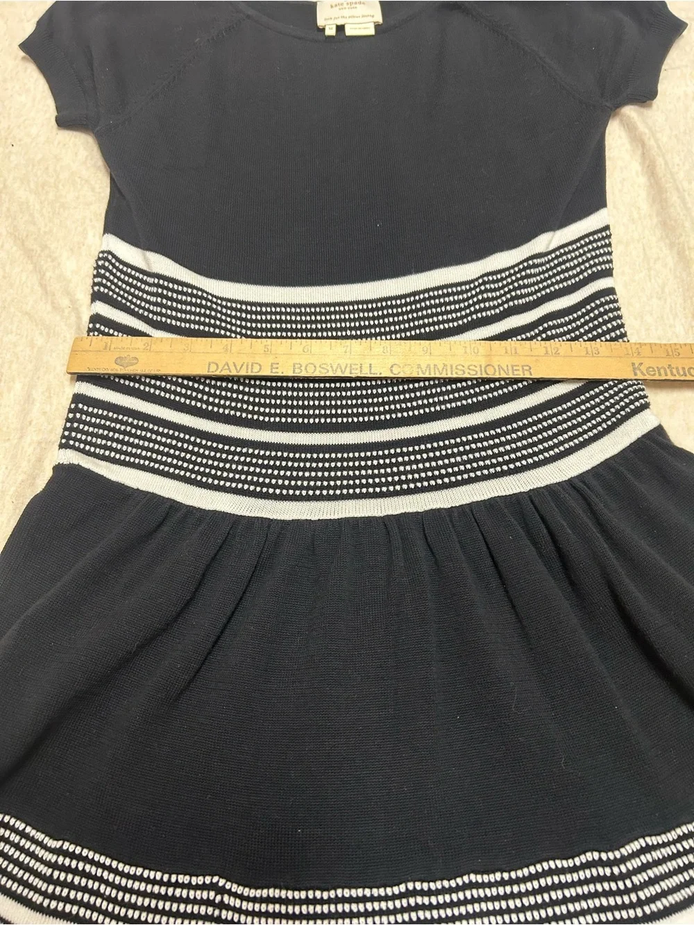 Kate Spade 100% Cotton Black and White Stripe Knit Dress Preppy Old Money